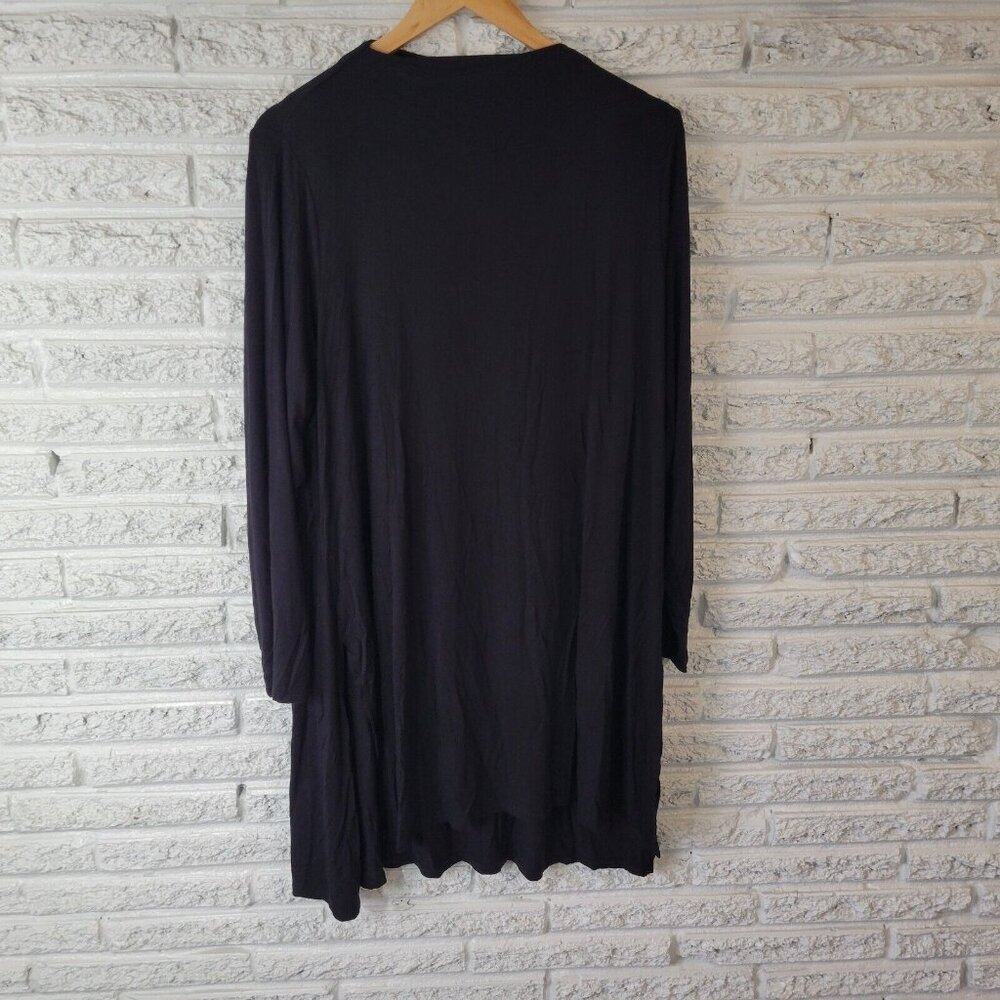 Lisa Rinna XL Black Mini Dress High Neck Long Sleeve Stretch Rayon BLA108E